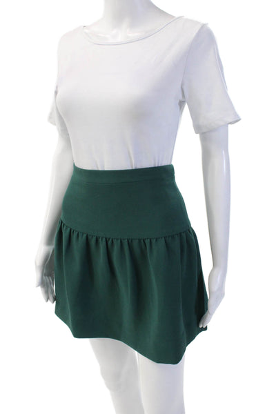 J Crew Womens A-Line Mini Skirt Green Polyester Solid Size 6
