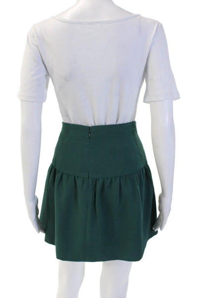 J Crew Womens A-Line Mini Skirt Green Polyester Solid Size 6