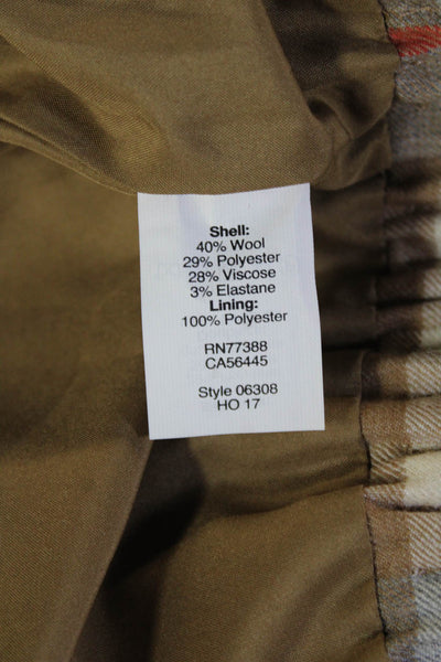 J Crew Women A-Line Mini Plaid Wool Blend Skirt Beige Size 6