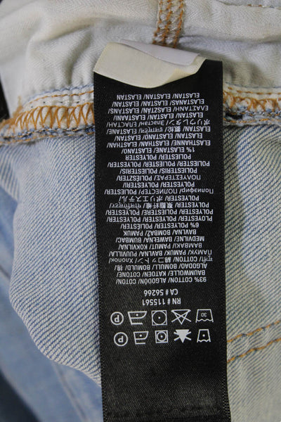 7 For All Mankind Unisex Light Blue Solid Shorts 99% Cotton 1% Elastane Size 26