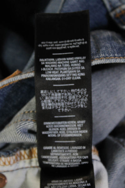 7 For All Mankind Women Ankle Cropped Mid Rise Blue Jeans Size 26