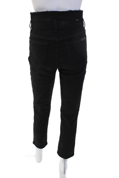 7 For All Mankind Women Paperbag Ankle Pants Black High Waist Size 27