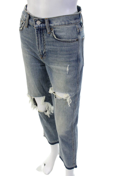 7 For All Mankind Womens Cropped Boyfriend High Waist Blue Jeans Size 26