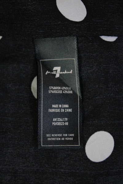 7 For All Mankind Women Wrap Mini Dress Black VNeck Long Sleeve PolkaDot Size S
