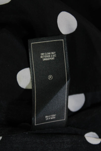 7 For All Mankind Women Wrap Mini Dress Black VNeck Long Sleeve PolkaDot Size S