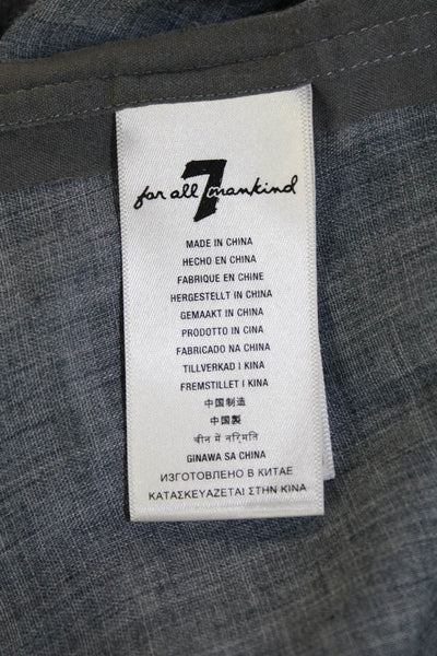 7 For All Mankind Women Gray Collared Button Up Blouse Long Sleeve Size XS