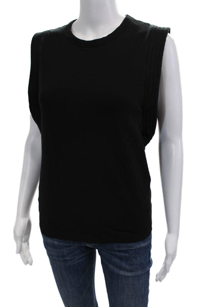 Sold Out Women Basic Black Sleeveless Crew Neck Tank Cotton Elastane Size XS