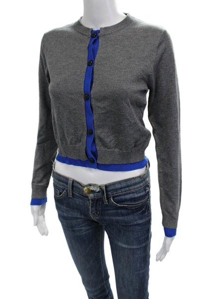 Zara Women Gray Button Crew Neck Long Sleeve Cardigan Size S