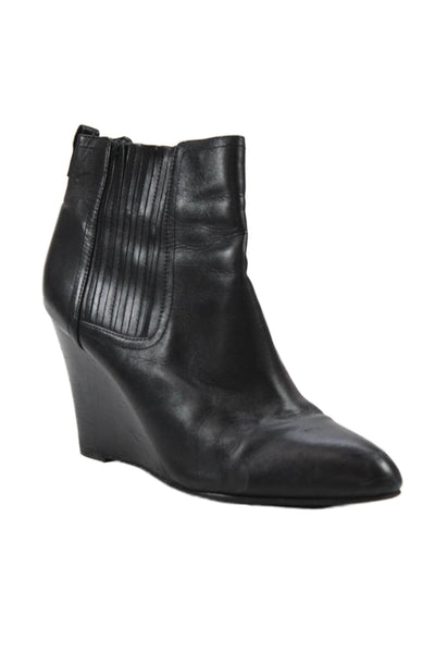 Sam Edelman Women's Pull-On Wedge Heels Pointed Toe Ankle Boots Black Size 9.5