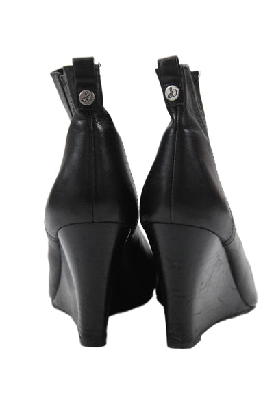 Sam Edelman Women's Pull-On Wedge Heels Pointed Toe Ankle Boots Black Size 9.5