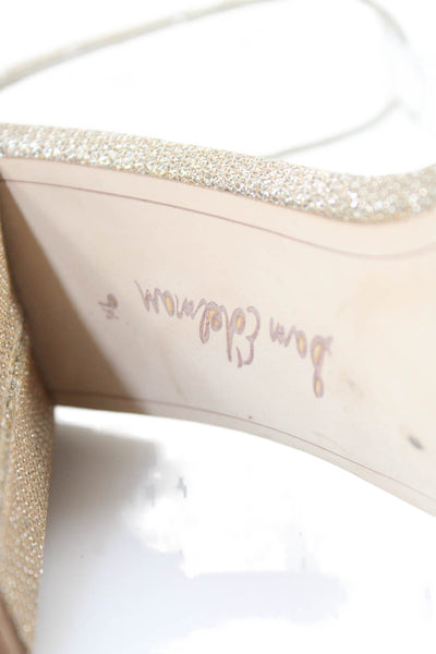 Sam Edelman Women's Open Toe Sparkle Block Heels Buckle Sandals Gold Size 9.5