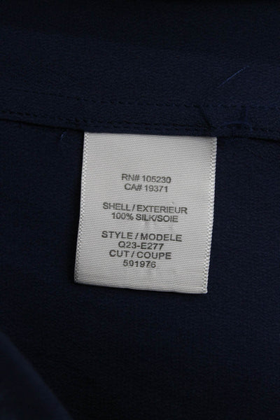 Equipment Femme Womens Silk Collared Button Up Blouse Blue Sleeveless Size S