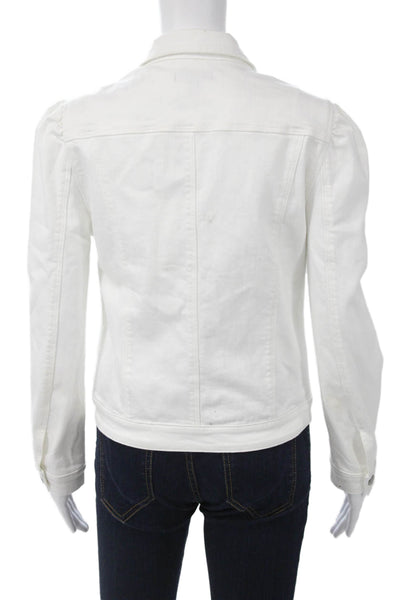 Aqua Women Jacket White Collared Button Long Sleeve Cotton Spandex Size S