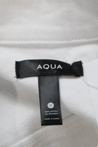 Aqua Women Jacket White Collared Button Long Sleeve Cotton Spandex Size S