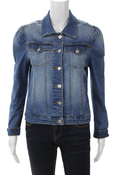 Aqua Women 90s Blue Collared Button Long Sleeve Jacket Size S