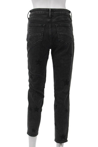 Driftwood Women Skinny Ankle Black Jeans Mid Rise Stars Size 26