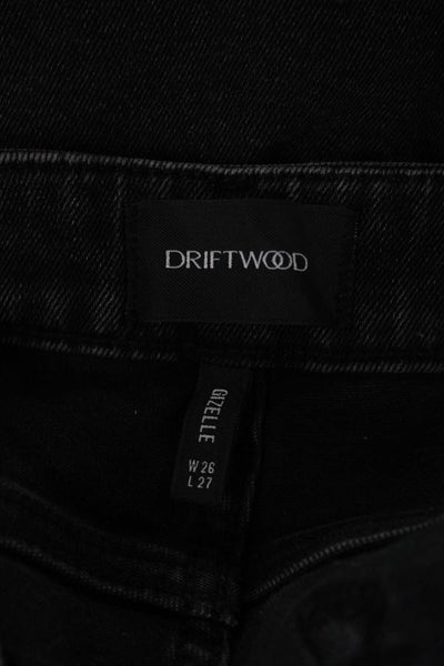 Driftwood Women Skinny Ankle Black Jeans Mid Rise Stars Size 26