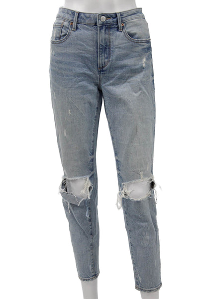 Driftwood Women Boyfriend Cropped Light Blue Mid-Rise Jeans Button Fly Size 26