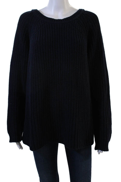 525 America Unisex Full Zip Dark Blue Cotton Crew Neck Sweater Size M
