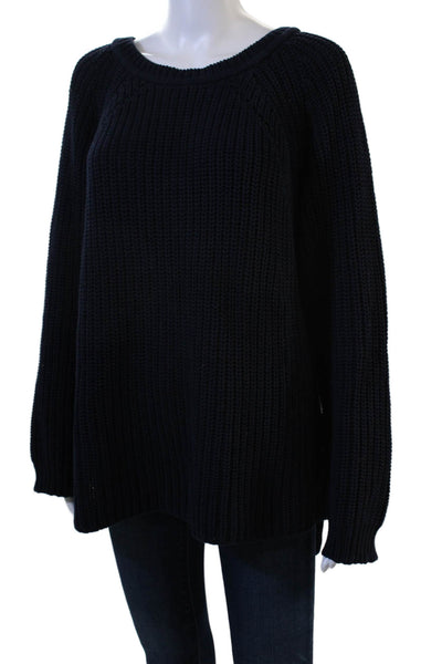 525 America Unisex Full Zip Dark Blue Cotton Crew Neck Sweater Size M