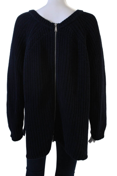 525 America Unisex Full Zip Dark Blue Cotton Crew Neck Sweater Size M