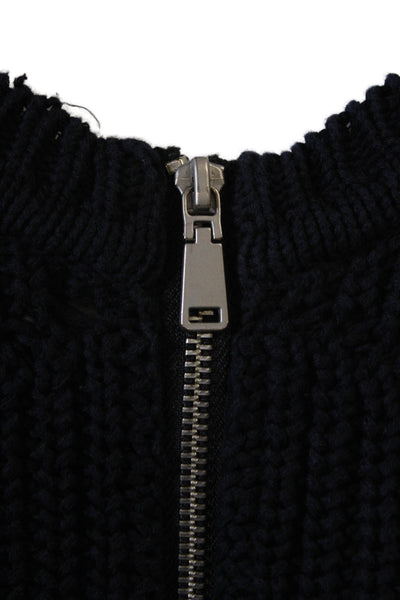 525 America Unisex Full Zip Dark Blue Cotton Crew Neck Sweater Size M