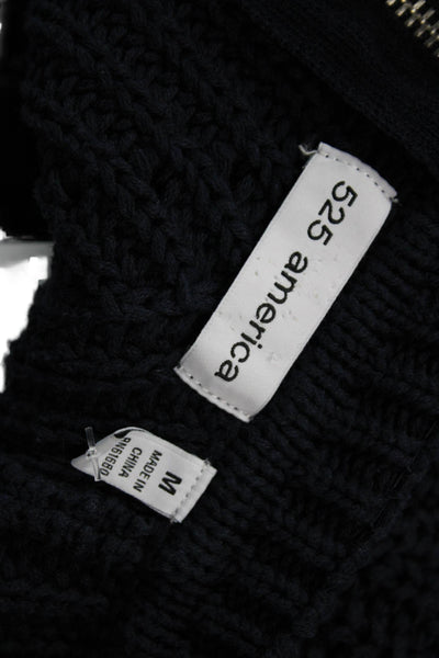 525 America Unisex Full Zip Dark Blue Cotton Crew Neck Sweater Size M