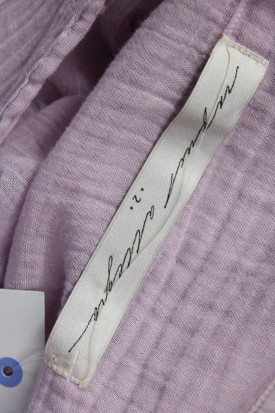 Raquel Allegra Womens Bohemian Pink Cotton Button Up Blouse Long Sleeve Size 2