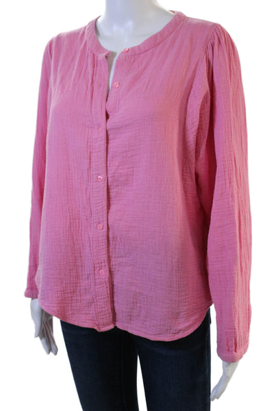 The Westside Women Boho Pink Cotton Button Up Blouse Size M