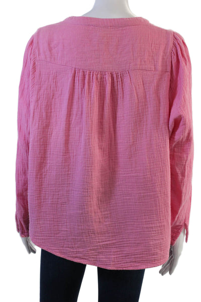 The Westside Women Boho Pink Cotton Button Up Blouse Size M