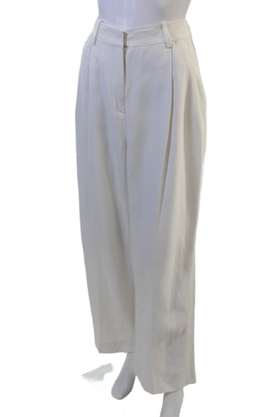 Loulou Studio Women Dress Pants White Viscose Linen Hook Eye Size L