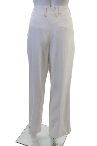 Loulou Studio Women Dress Pants White Viscose Linen Hook Eye Size L