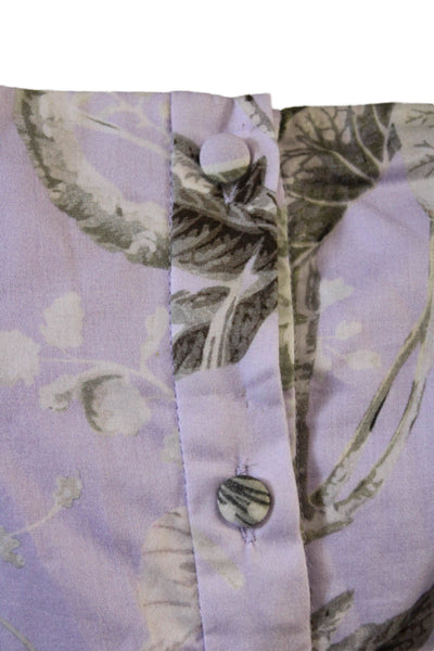 Erdem Women Maxi Sundress Purple Floral Cotton Silk Sq Neck Sleeveless Size 8