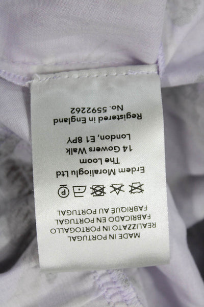 Erdem Women Maxi Sundress Purple Floral Cotton Silk Sq Neck Sleeveless Size 8