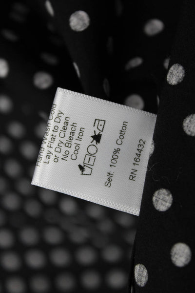 Designer WMaria McManus Women Maxi Dress Black Polka Dot 100% Cotton V-Neck Slee