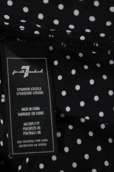 7 For All Mankind Women Silk Black Polka Dot V-Neck Blouse 3/4 Sleeve Size S