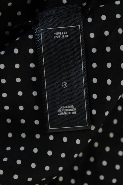 7 For All Mankind Women Silk Black Polka Dot V-Neck Blouse 3/4 Sleeve Size S