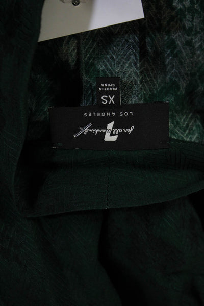 7 For All Mankind Women Green Snake Print High Neck Long Sleeve Blouse Size XS