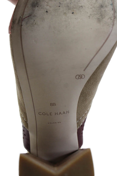 Cole Haan Women's Open Toe Suede Block Heels Slingback Sandals Brown Size 8