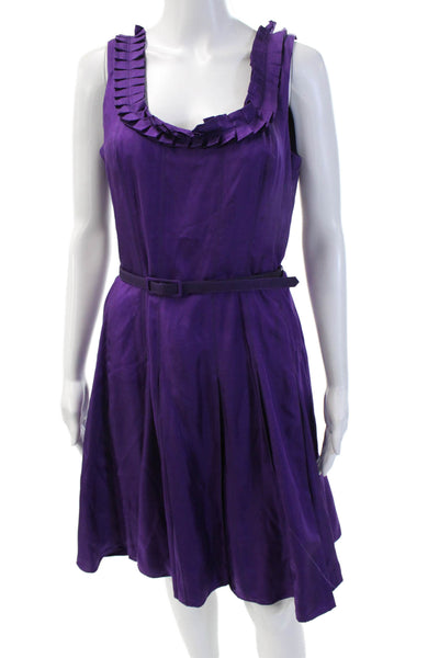 Badgley Mischka Women Fit & Flare Silk Purple Sleeveless Dress Size 6