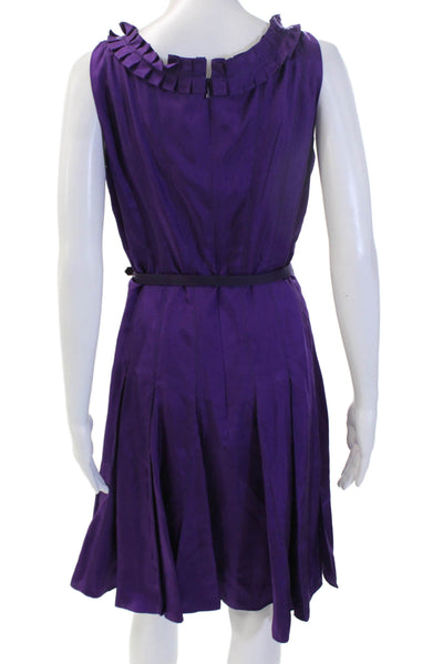Badgley Mischka Women Fit & Flare Silk Purple Sleeveless Dress Size 6