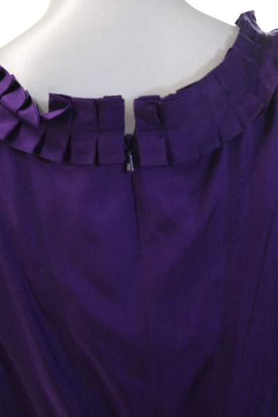 Badgley Mischka Women Fit & Flare Silk Purple Sleeveless Dress Size 6