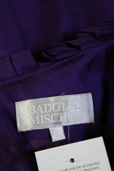 Badgley Mischka Women Fit & Flare Silk Purple Sleeveless Dress Size 6