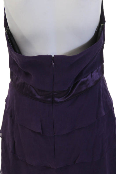 Tadashi Women Wrap Dress Purple Silk V Neck Sleeveless Knee Length Size 10