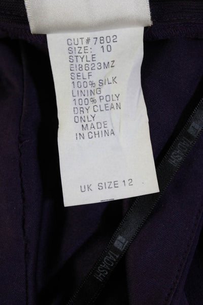 Tadashi Women Wrap Dress Purple Silk V Neck Sleeveless Knee Length Size 10