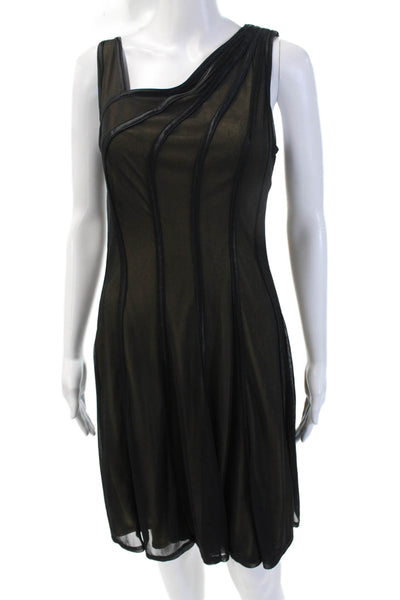 Tadashi Womens Sheath Dress Black Sleeveless Zip 100% Poly Size M