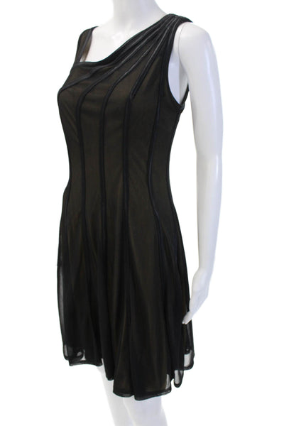 Tadashi Womens Sheath Dress Black Sleeveless Zip 100% Poly Size M