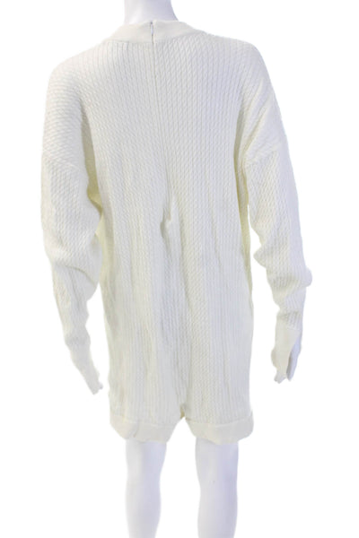 We Wore What Women Jumpsuit White Long Sleeve Round Neck Size L