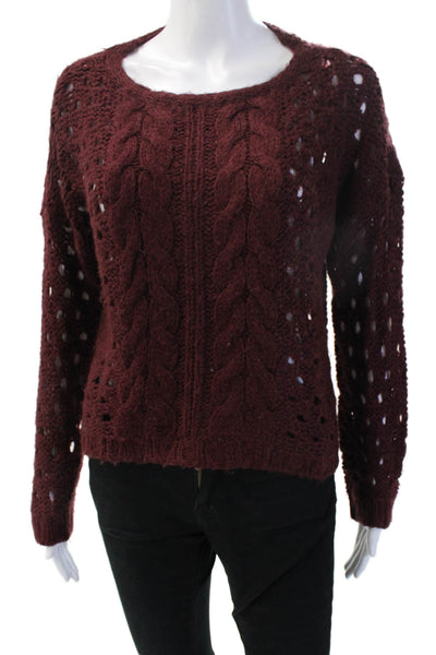 RD Womens Pullover Sweater Brown Round Neck Long Sleeve Bohemian Size M