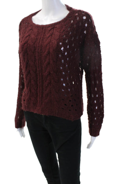 RD Womens Pullover Sweater Brown Round Neck Long Sleeve Bohemian Size M